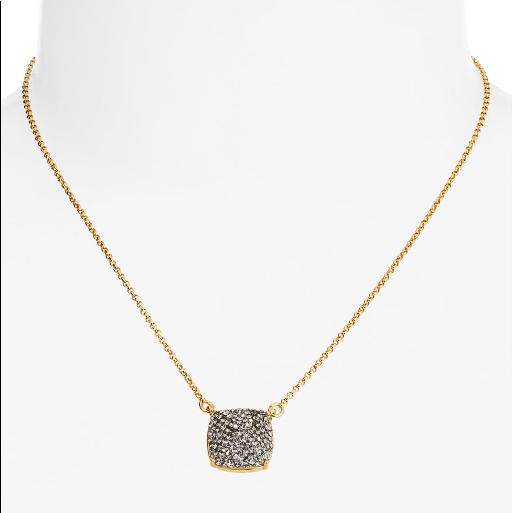 Kate Spade Square Pav Pendant Necklace In Gold 50$
